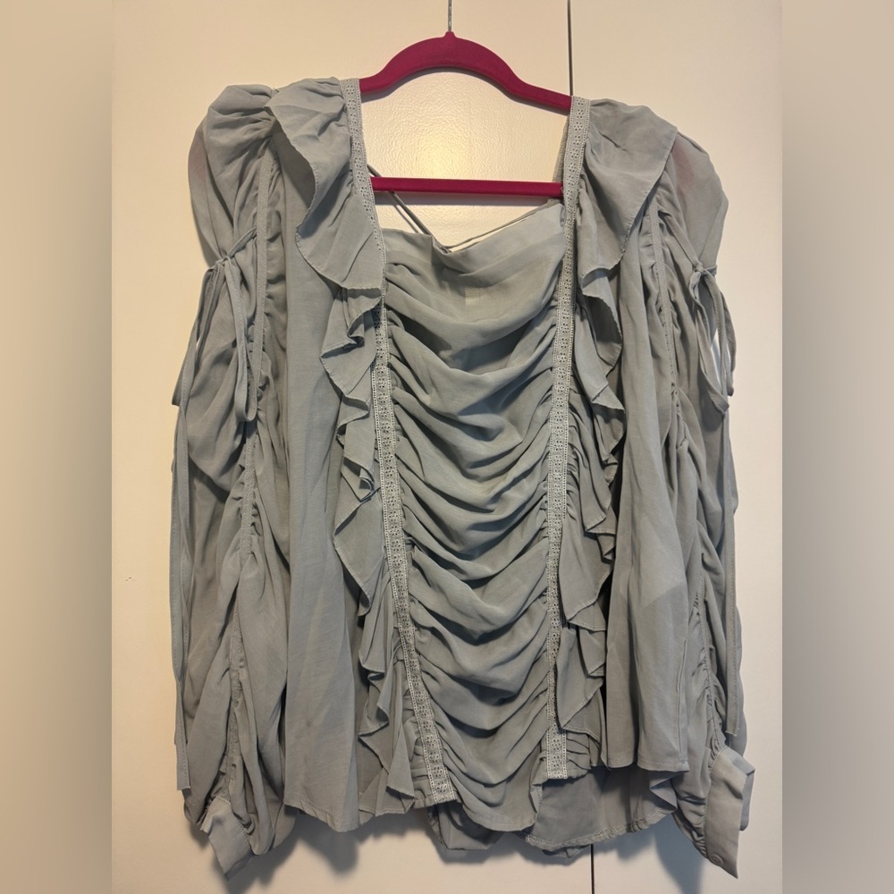 Style Nanda Ruffled Blue Blouse from Korea